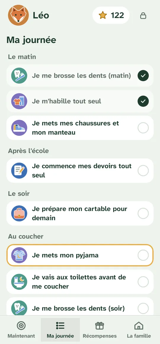 La journée de Léo, en images : ce qui est fait est coché